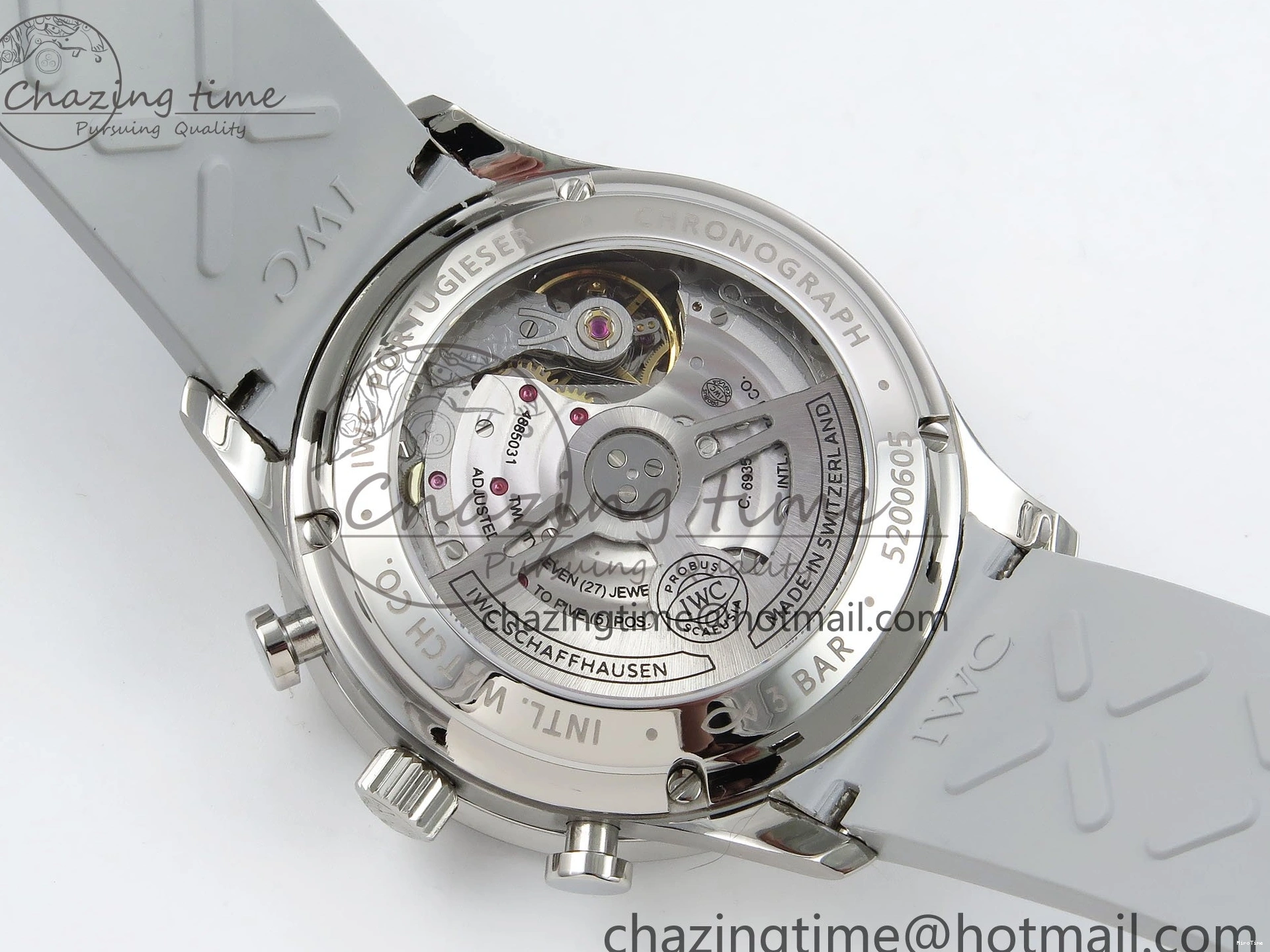 MIROTIME 0502 Portuguese Chrono IW3716 Z+F 1:1 Best Edition White Dial on Gray Rubber Strap A WrinkleFree 7014